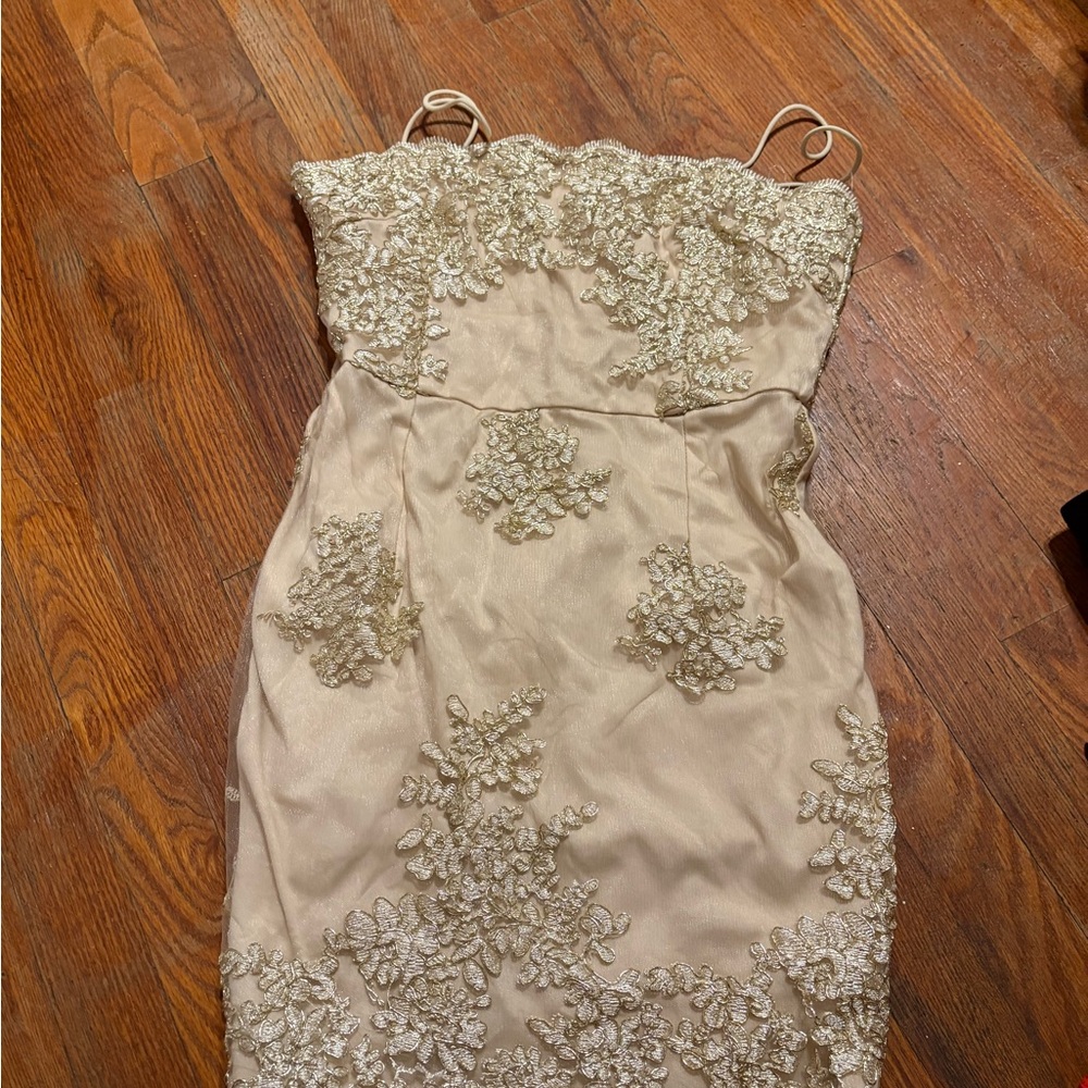 Elegant Beige Lace Dress